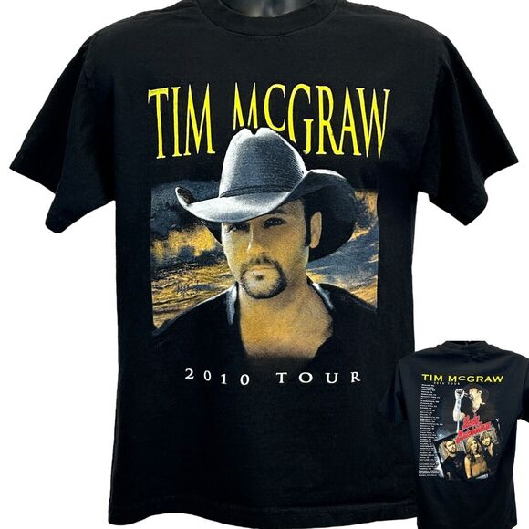 Tim McGraw 2010 Tour T Shirt Mens Medium Lady Antebellum Concert Country Black - Picture 1 of 7